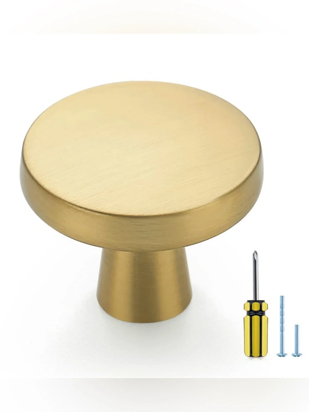 Ravinte Hardware RUSTIC KNOBS - Brushed Brass 1.25” (10 Pack)
